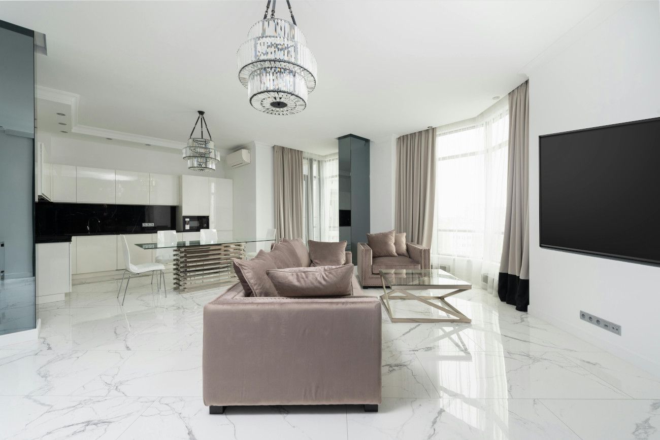 Expertly tiled marble floor in a Swansea home.